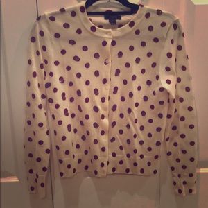 J Crew red polka dot wool cardigan size M